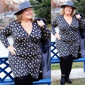 NEW NWT Dia & Co Socialite Piper Plus Size Printed Faux Wrap Dress